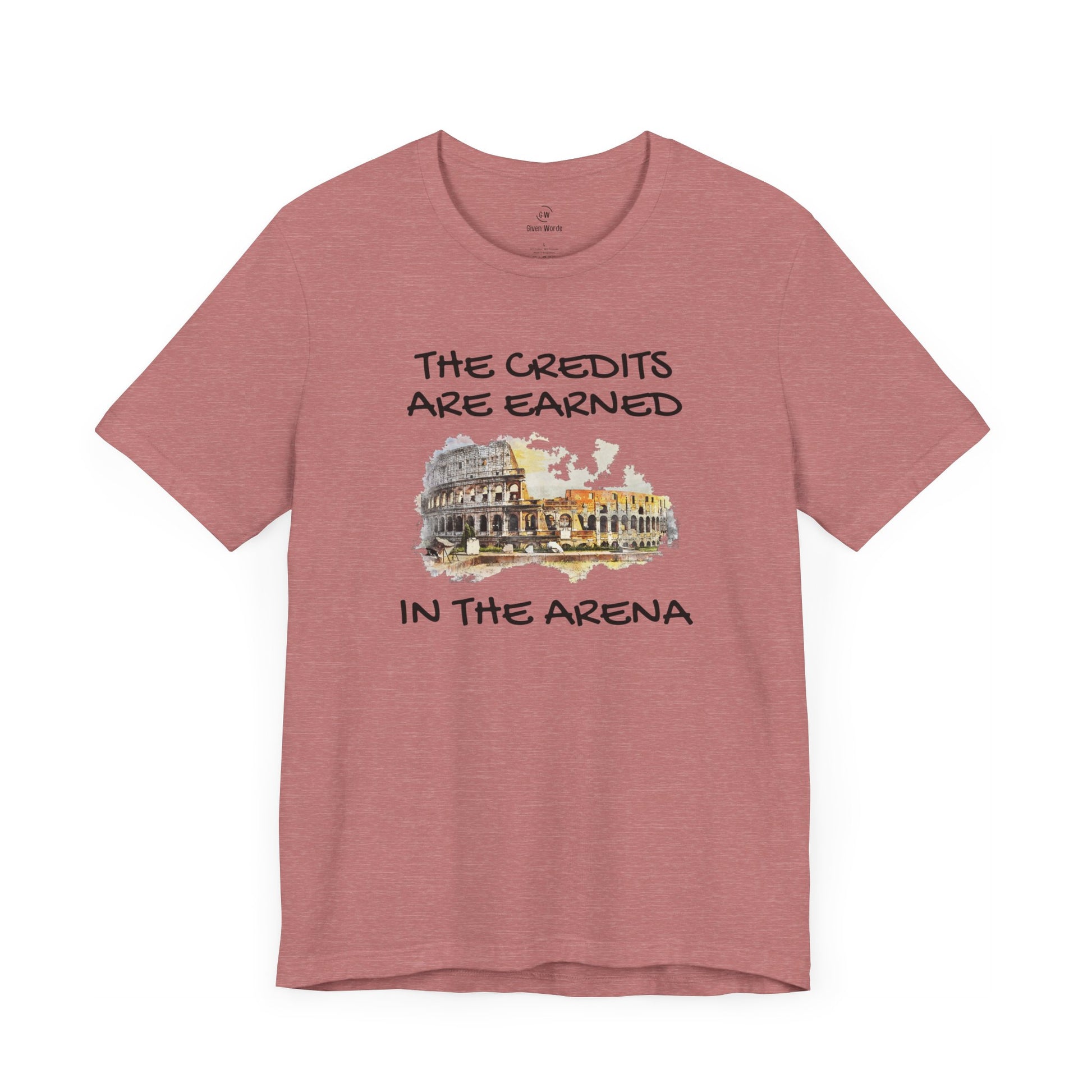 Credits are earned in the Arena by participating in battles motivational workout shirts in heather mauve pink pale purple rose gold color by given words gym shirts