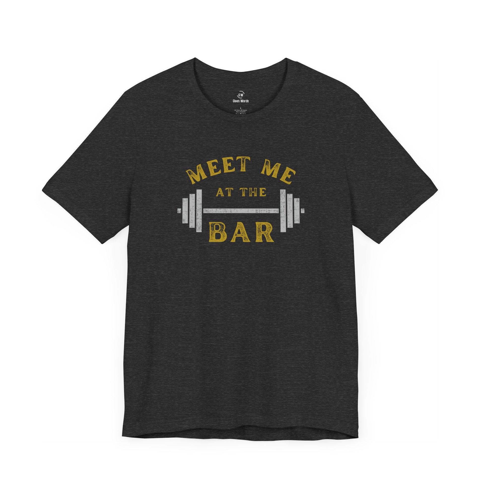 Meet me at the bar funny gym shirt in dark grey heather almost black