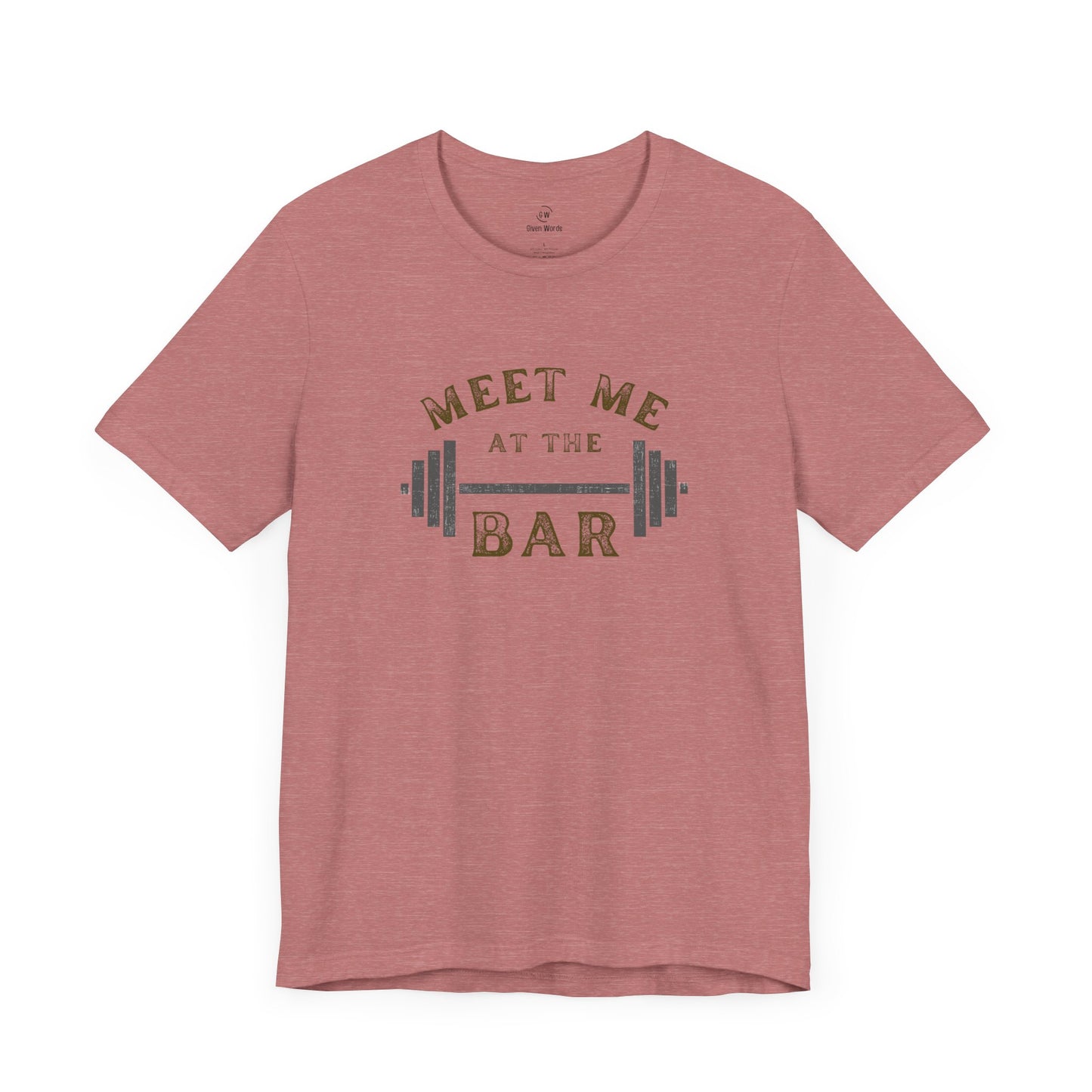 Meet me at the bar funny gym shirt in heather mauve or mallow or pale purple kind of pink or light wine color like rose gold