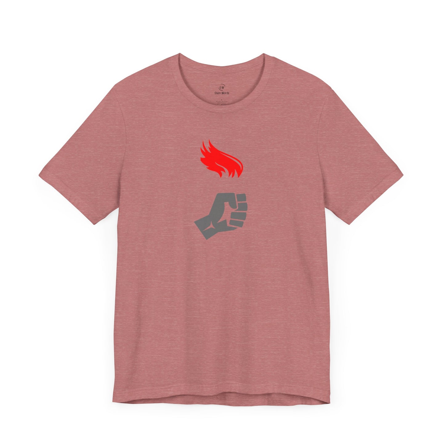 Torchbearer Motivational gym shirt displayed by given words in heather mauve pink pale purple rose gold