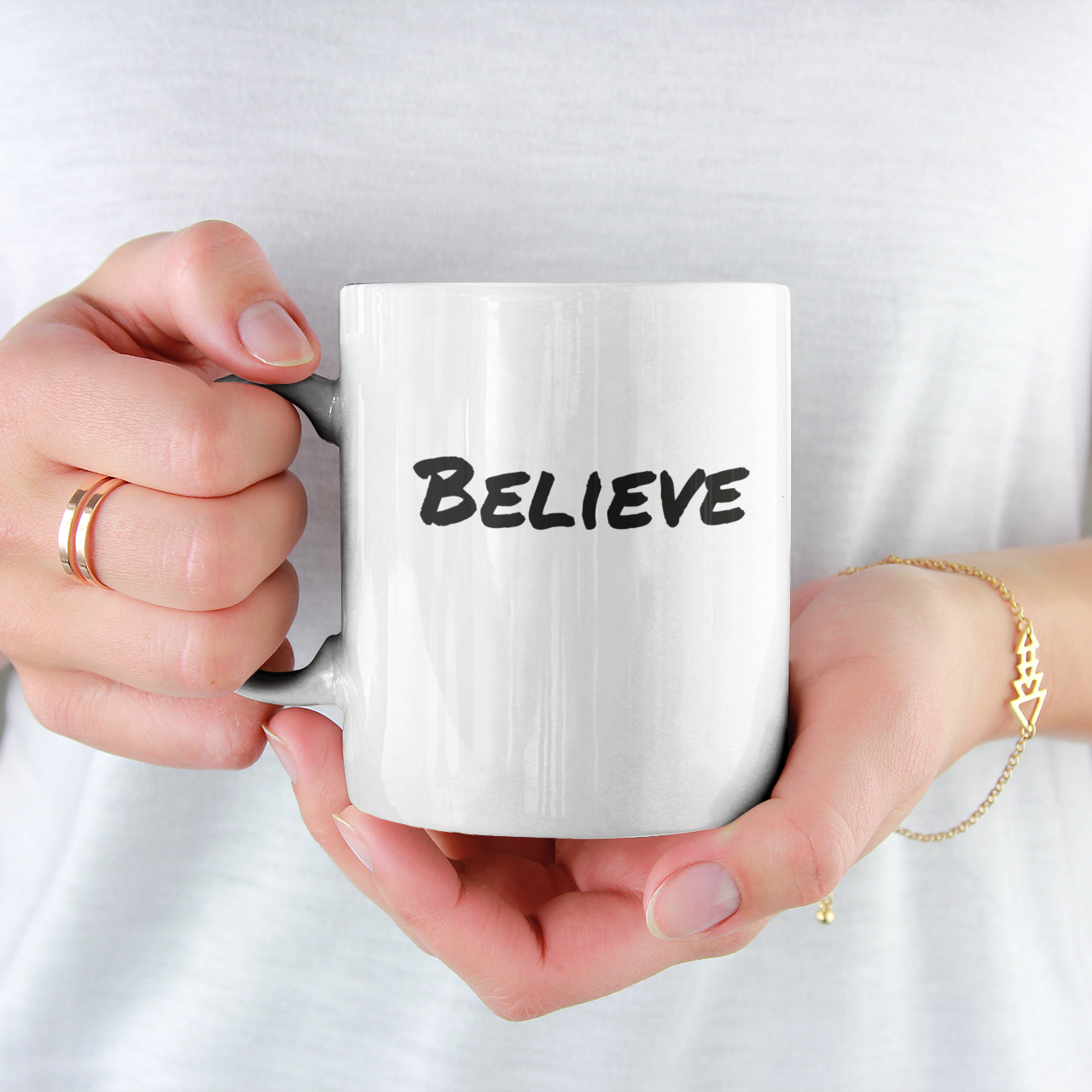 Good morning have a great day with the mug Believe