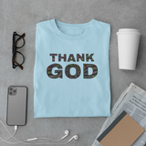 Thank God Inspirational Faith Gym T-Shirt Light Blue