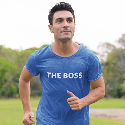 The-Boss-tee-featured-by-a-man-jogging-outdoors